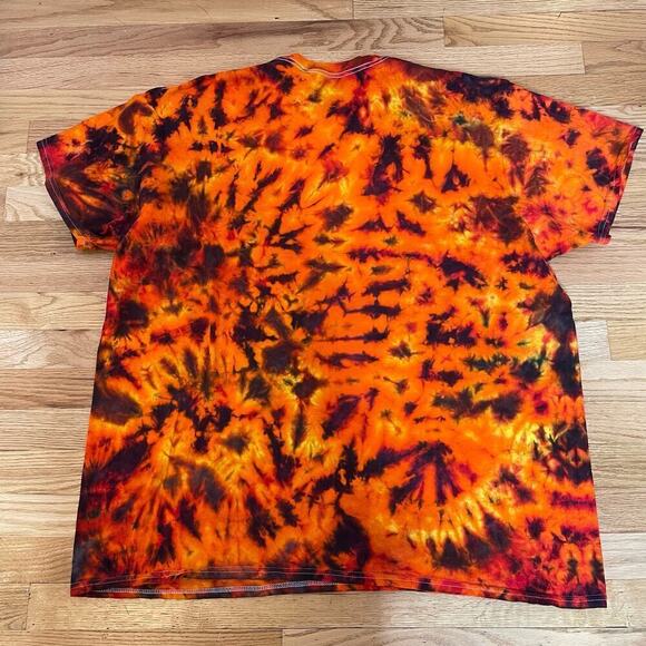 handmade tie dyed unisex tshirt orange red lava black 3XL - Picture 8 of 8